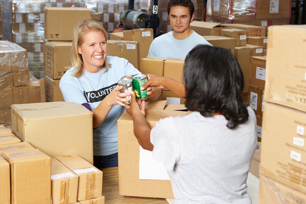 Workers at food warehouse
