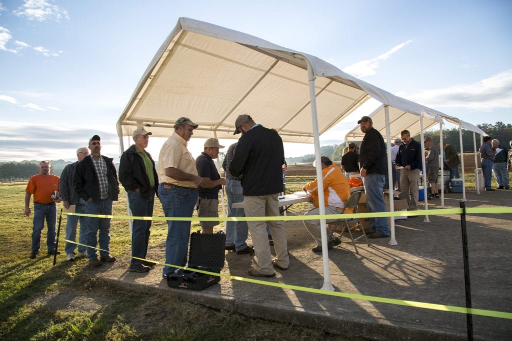 Visitors to a Field Day at the Greeneville AgResearch and Education Center record their attendance