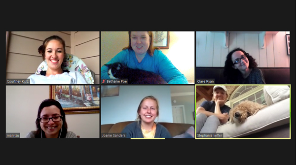 A group of HABIT volunteers and FCS staff video chat on Zoom