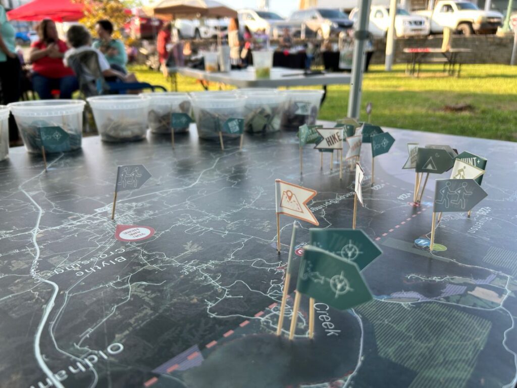 imagine of the Tennessee River with flags marking locations