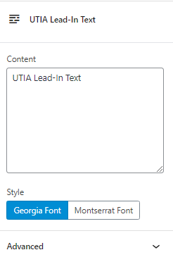 Options for UTIA Lead-In Text