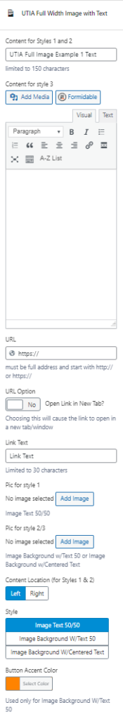 Updated Full Width Image with Text Options